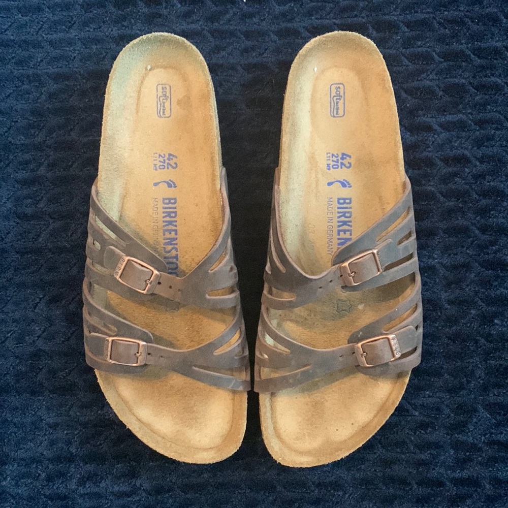 Birkenstocks brown leather with Granada soft foot bed women’s size 42